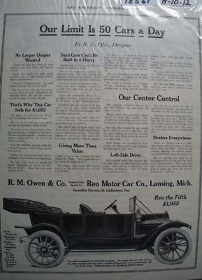 Reo Motor Car 50 a Day Ad 1912