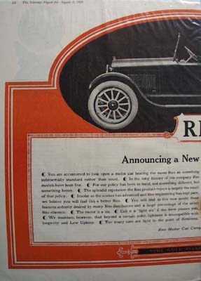 Reo Motor Car Model Six Ad 1919.