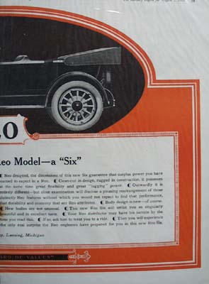 Reo Motor Car Model Six Ad 1919.