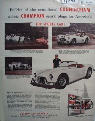 Champion Plugs for Sports Cars Ad 1952