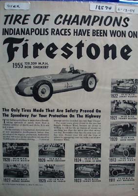 Firestone Tires Indpls Champions Ad 1958