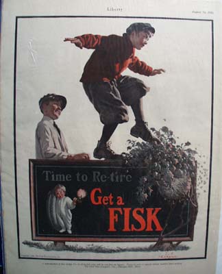 Fisk Tire Boy on Sign Ad 1926