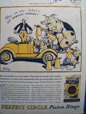 Perfect Circle Piston Rings Empty Pockets Ad 1933