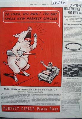 Perfect Circle Piston Rings Crying Hog Ad 1936
