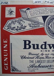 Budweiser Placeman/Sign Ad 1965