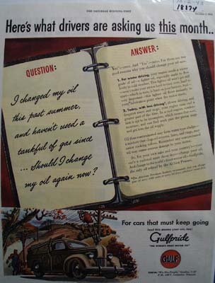 Gulfpride for cars that must keep going Ad 1943.