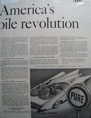 Pure oil Americas Automobile revolution Ad 1957