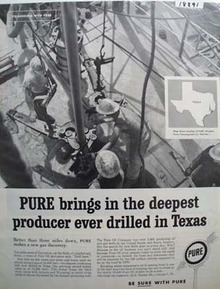 Pure Texas 3 mile deep discovery Ad 1960