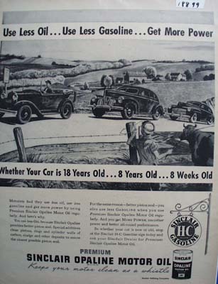 Sinclair oil use less gas and get more power Ad 1948