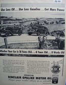 Sinclair oil use less gas and get more power Ad 1948