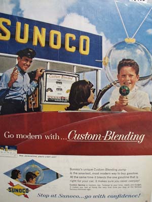 Sunoco go modern with costume-blending Ad 1962