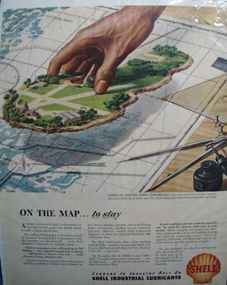 Shell on the map to stay. Ad was published 2/47.