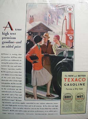 Texaco a true premium gasoline Ad 1929