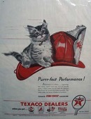 Texaco fire-chief gasoline purrr-fect performance Ad 1946.