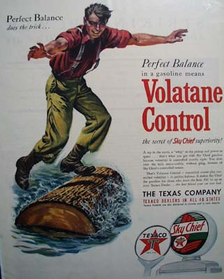 Texaco Sky Chief gasoline the perfect balance Ad 1950