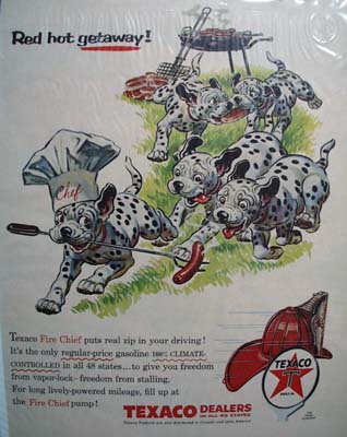 Texaco Fire-Chief gasoline is a red-hot getaway Ad.