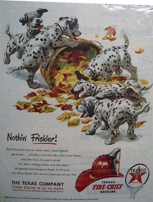 Texaco Fire-Chief gasoline nothing Friskier Ad 1951