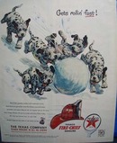 Texaco Fire-Chief gasoline gets your car rollin fast Ad 1952