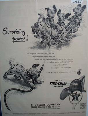 Texaco Fire-Chief gasoline surprising power Ad 1952.