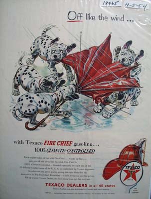 Texaco Fire-Chief gasoline sends you off like the wind Ad 1954.