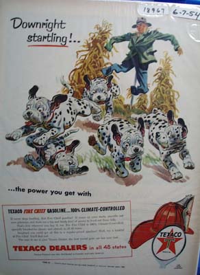 Texaco Fire-Chief gasoline is downright startling Ad 1955.