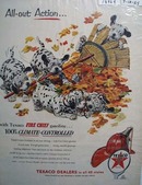 Texaco Fire-Chief gasoline all-out action Ad 1954.