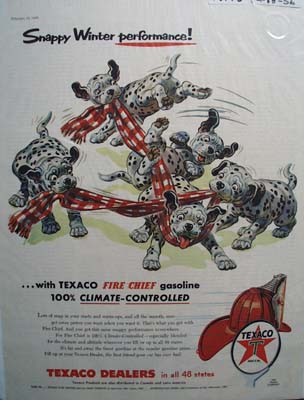 Texaco Fire-Chief gasoline snappy winter performance Ad 1956