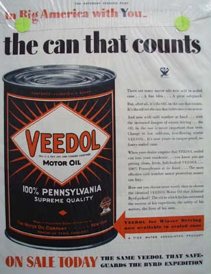 Veedol oil for winter driving Ad 1933.