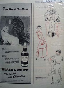 Black & White Whiskey Scottie Too Good Ad 1947