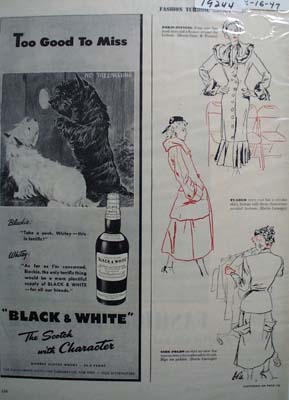 Black & White Whiskey Scottie Too Good Ad 1947