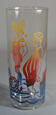 Federal glass with bathing scene 1940's.