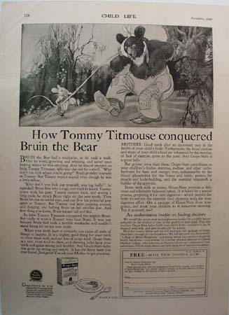 Postum Grape-Nuts Tommy Titmouse Ad 1925