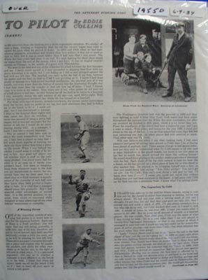 Ty Cobb form player to pilot ad by Eddie Collins.
