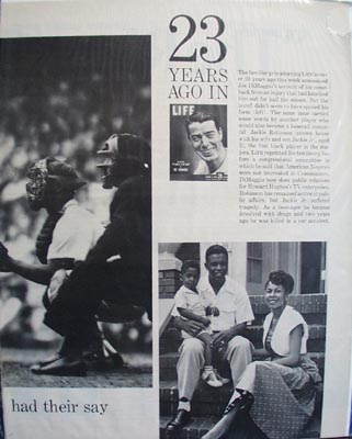 Black and white Joe DiMaggio photo Ad 1972.