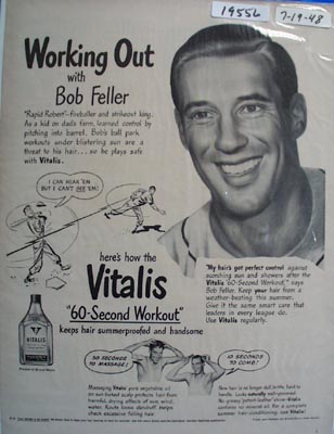 Vitalis working out with Bob Feller Ad 1948.