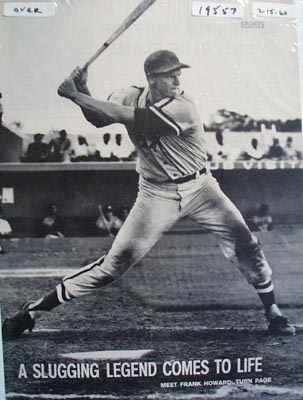 Black and white 1960 photo ad of Dodgers slugging legend Frank Howard