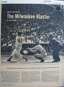 Black and white 1954 photo ad of Eddie Mathews