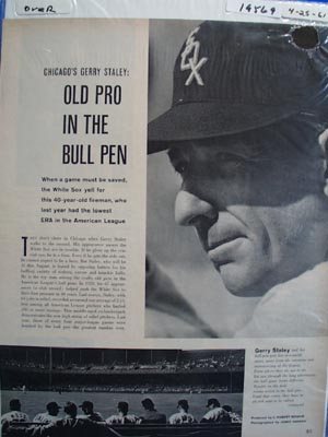 Gerry Staley the old pro in the bull pen photo Ad 1961.