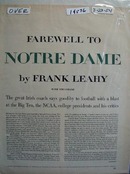 Frank Leahy says farewell to Notre Dame and football Ad 1954