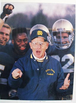 Color photo of Notre Dame football coach Lou Holtz.