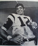 Black and white photo of Broadway Joe Namath.