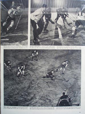 Black and white 1946 photo ad of Chicago Black Hawks great Max Bentley