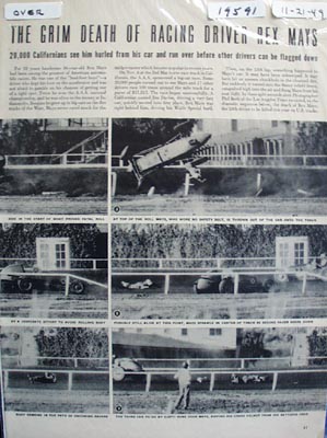 Black and white photo ad of Rex Mays