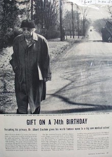 Dr. Albert Einstein 74th birthday giveaway photo Ad 1953.