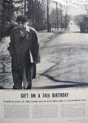 Dr. Albert Einstein 74th birthday giveaway photo Ad 1953.