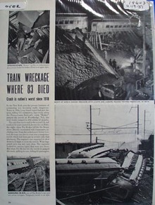 Pennsylvania railroad train jumps tracks in Woodbridge, N. J. killing 83