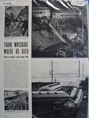 Pennsylvania railroad train jumps tracks in Woodbridge, N. J. killing 83