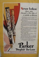Parker duofold De Luxe pen Ad 1929