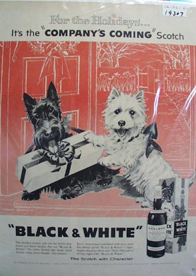 Black and White scotch for the holidays Ad 1960