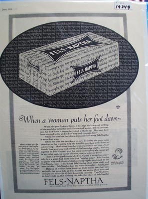 Fels-Napatha when a woman puts her foot down Ad 1926.